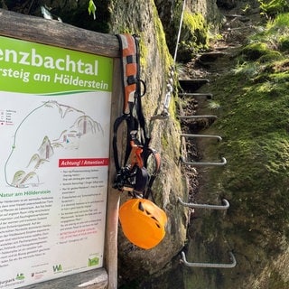 Der Klettersteig am Hölderstein im Westerwald.