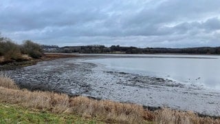 Der Wiesensee hat deutlich weniger Wasser als noch vor einigen Tagen.