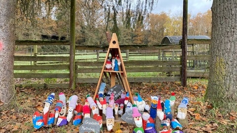 Viele verschiedene Wichtel stehen am Wichtelweg in Hausen.