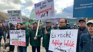 Landwirte demonstrieren am 29.11.2024 am Rande der Umweltministerkonferenz im Ahrtal, unter anderem gegen Wölfe