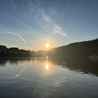 Sonnenuntergang an der Mosel bei Koblenz-Lay - das Wetter im März