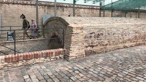 Outside entrance to the mikvah, the ritual bath in the Judenhof in Speyer.  (Photo: SWR)