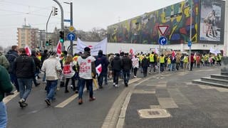 Demonstrationszug der Mitarbeiter im Öffentlichen Dienst in Ludwigshafen