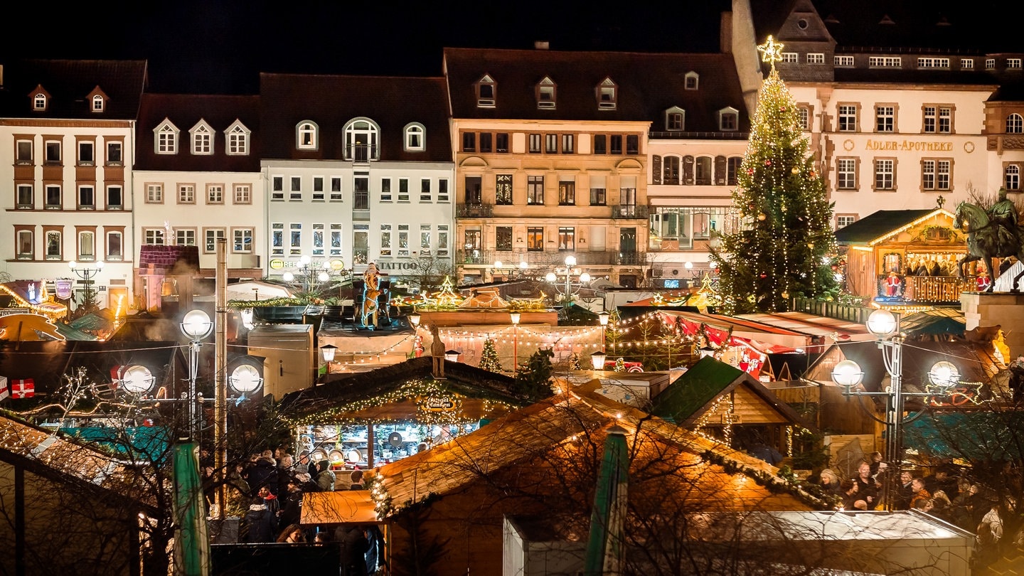 Blick auf den Weihnachtsmarkt in Landau 2023