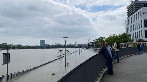 Hochwasser an der Rheingalerie in Ludwigshafen im Juni 2024 (Bildquelle: SWR)