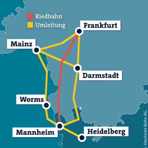 Die Sanierung der Riedbahn. Fernverkehrszüge werden umgeleitet.