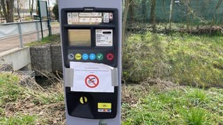 Der Parkautomat am Lambsheimer Weiher