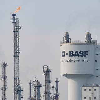 BASF-Werk in Ludwigshafen, Symbolbild für Umsatz bei der BASF geht zurück, Gewinn stagniert