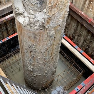 Baustelle des TWL Trinkwasserbrunnens, er reicht bis in 400 Meter Tiefe und wird bis Oktober fertiggestellt