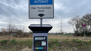 Einer der Parkautomaten am Weiher in Lambsheim: Eine Frau hatte hier über Jahre hinweg mehr als 50.000 Euro Parkgebühren hinterzogen und bislang nicht zurückgezahlt.