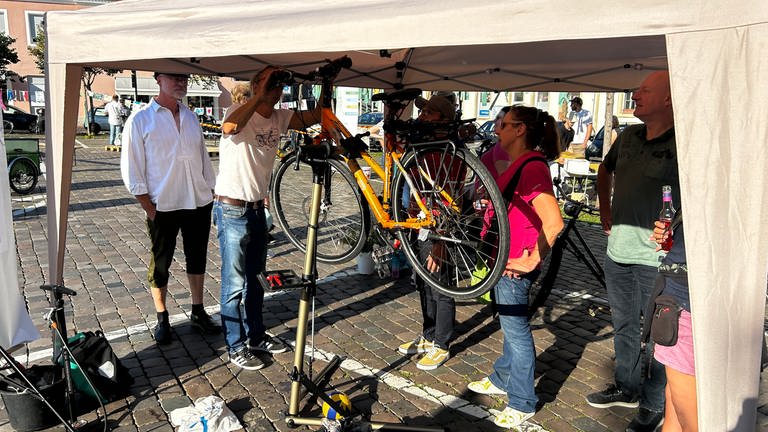 Aktionstag in Speyer mit einem für Autos gesperrten Parkplatz