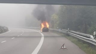 brennendes Fahrzeug auf der A61 zwischen Schifferstadt und Speyer