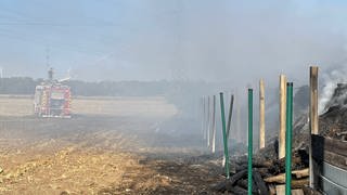 Feuerwehr löscht Brand einer Kompostanlage in Worms