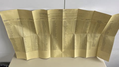 So sieht der Stimmzettel für die Stadtratswahl in Mainz bei der Kommunalwahl RLP 2024 aus.