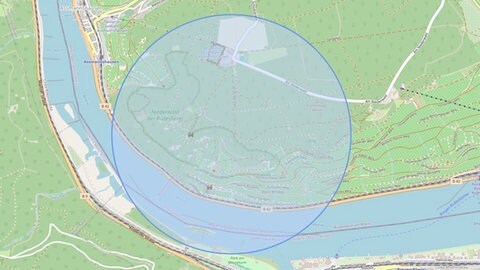 Sperrzone rund um die Weltkriegsbombe nahe des Niederwalddenkmals