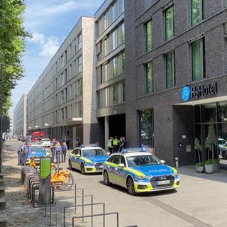 Polizeieinsatz vor Mainzer Hotel in der Rheinallee nach Fund einer tödlich verletzten Person.
