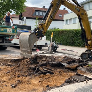 In Mainz-Bretzenheim ist eine Straße eingebrochen