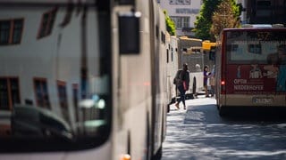 Buss der Mainzer Verkehrsgesellschaft in der Innenstadt