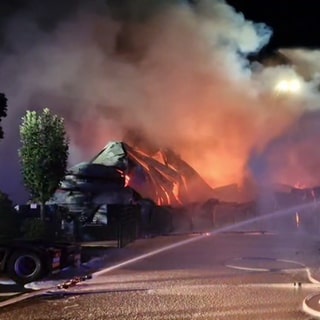 In Mainz-Hechtsheim ist ein Brand in einer Lagerhalle ausgebrochen.