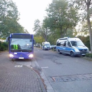 Zwei Polizeiwagen stehen neben einem Schulbus. Bei einer Kontrolle im Kreis Bad Kreuznach stellte die Polizei einige Mängel bei Bussen und Fahrern fest. 