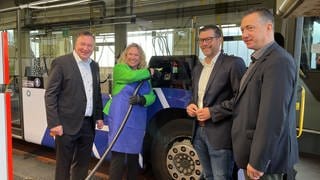 Uwe Hiltmann (Geschäftsführer KRN), Bettina Dickes (CDU, Landrätin Bad Kreuznach), Oliver Kohl (SPD, Kreisbeigeordneter), Emanuel Letz (FDP, Oberbürgermeister Bad Kreuznach)