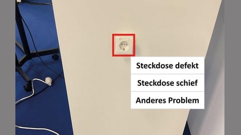 Der Roboterhund erkennt mithilfe der Künstlichen Intelligenz, dass in diesem Raum die Steckdose fehlerhaft angebracht ist.