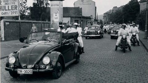 Der VW-Käfer der Polizei Trier war auch beim Besuch von Konrad Adenauer im Einsatz.