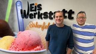 Bildmontage: Die beiden Betreiber der Eiswerkstatt in Birkenfeld