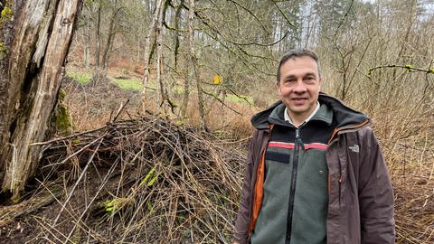 Förster Georg ist Förster im Revier Eckfeld-Manderscheid. Er war erstaunt, als er die Biberburg an der Salm entdeckt hat. Denn hier hat er die Tiere noch nie gesehen. 