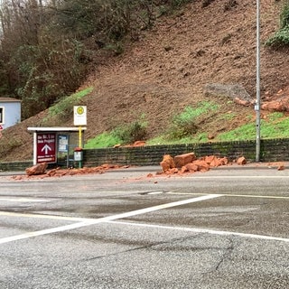 Auf der B51 in Höhe der Kaiser-Wilhelm-Brücke in Trier besteht in beiden Richtungen Gefahr durch einen Erdrutsch.