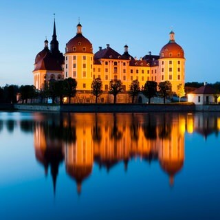 Schloss Moritzburg in der Abenddämmerung