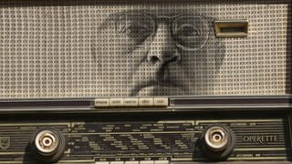Collage Th. W. Adorno und altes Röhrenradio, Für Essay Radio Adorno