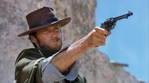 Clint Eastwood während der Dreharbeiten zum Film - Für ein paar Dollar mehr -