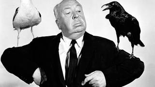 Alfred Hitchcock mit Vögeln