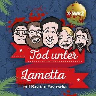 Sendungsbild des SWR2 Krimi-Hörspiel-Adventskalenders "Tod unter Lametta", Comedy-Serie mit Jochen Malmsheimer, Bastian Pastewka, Annette Frier und Kai Magnus Sting