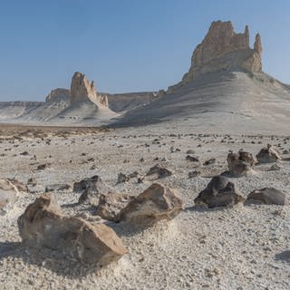 Bozzhira-Schlucht, Ustjurt-Hochebene, Mangystau, Kasachstan, Zentralasien