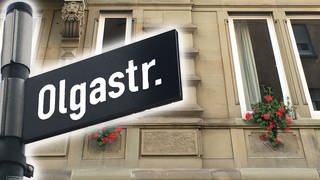 Straßenschild "Olgastraße" - Motiv zur SWR2 Hörspiel-Serie "Karma, Küche, Bad"