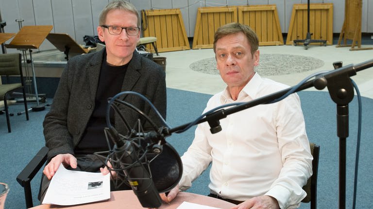 Autor und Regisseur Rainer Römer (l.) und Sylvester Groth, Sprecher Deutsche Stimme