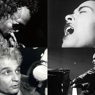 Bildmontage mit Portraits von Jacques Derrida, Miles Davis, Billie Holiday und Thelonious Monk