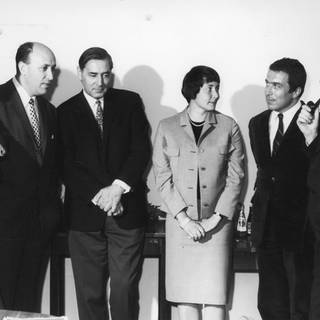 Jury Karl-Sczuka-Preis 1967, v.l.: F. Hommel, R. Becker, Prof. C. Seemann, Dr. M. Kesting, H. Naber, H. M.Braem