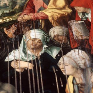 Das Archivbild vom 21.04.1988 zeigt das zerstörte Gemälde "Beweinung Christi" von Albrecht Dürer