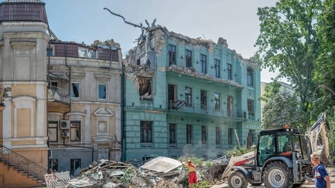 Kriegsspuren im historischen Zentrum der Schwarzmeer-Metropole Odessa