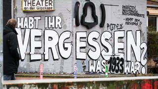 Ein Graffiti mit dem Schriftzug "Habit ihr vergessen was 1933 war?" seht auf einer Wand am Theater am Glocksee.