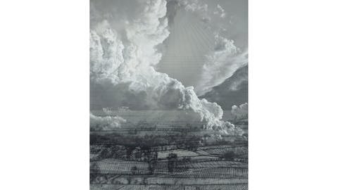 Heike Negenborn: Wolkenvorhang; Landschaft im Wandel,  Acryl Mischtechnik auf Leinwand, 2024
