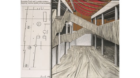 Verhüllte Fußböden und bedeckte Fenster (Projekt für das Museum Würth, Künzelsau), 1994