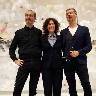 Gert und Uwe Tobias mit Nicole Fritz, Leiterin der Kunsthalle Tübingen