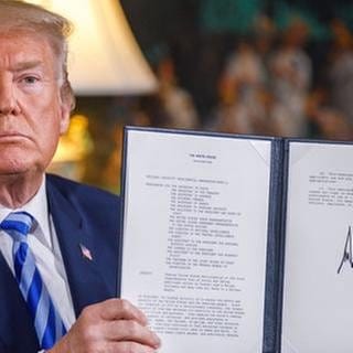 Donald Trump kündigt im Mai 2018 "härteste Sanktionen" gegen Iran an