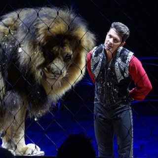 Alexander Lacey und einer seiner Löwen in der Manege