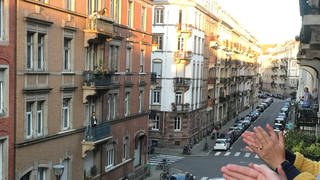 Die Rue Sleidan in Straßburg während der Ausgangsbeschränkung