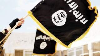 Nov. 19, 2015 - Raqqa, Syria - Islamic State of Iraq and the Levant propaganda photo showing the Black Muhammad Standard banner symbol of ISIS